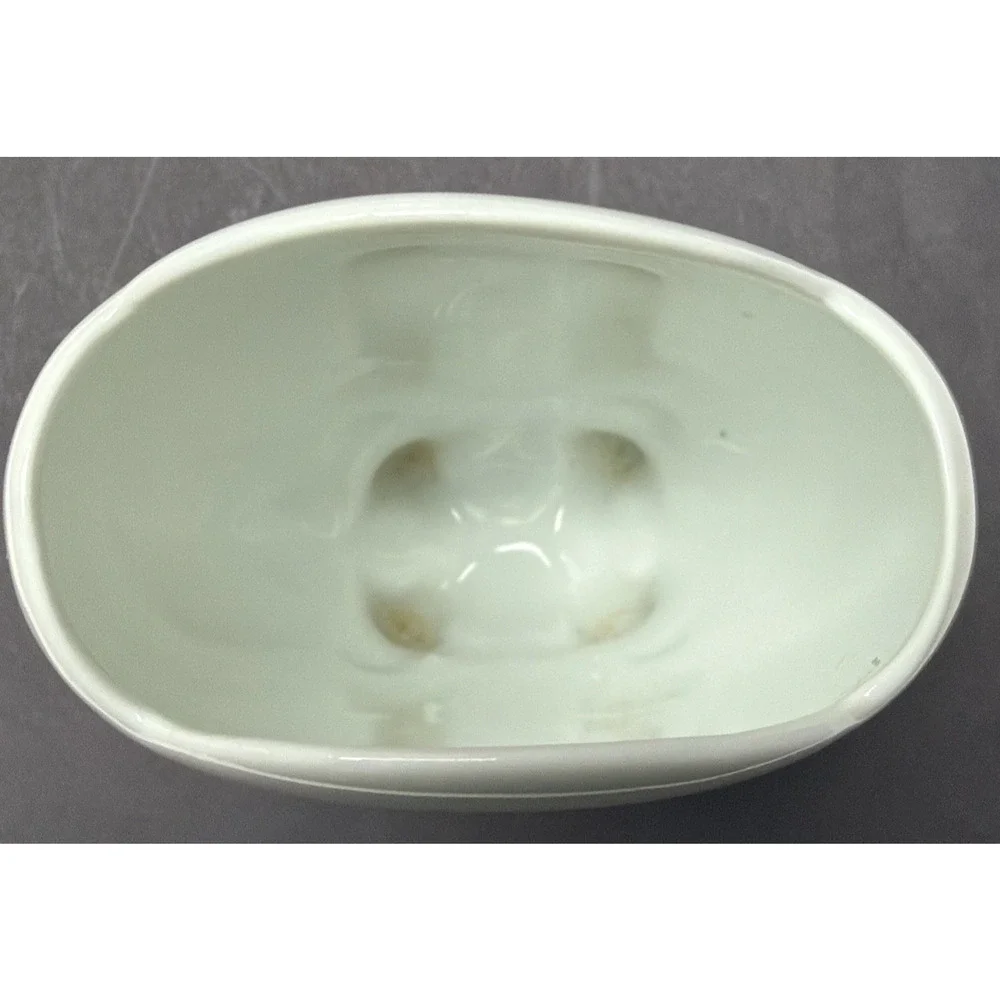 Vintage PM Bavaria Germany White Porcelain Vase Spooner Embossed Scalloped